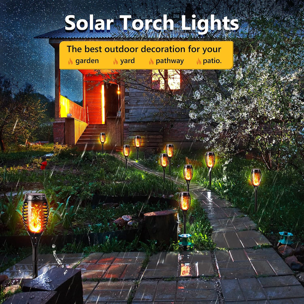 Toodour Solar Torch Flame Lights, 12 Pack Solar Halloween Lights Outdoor