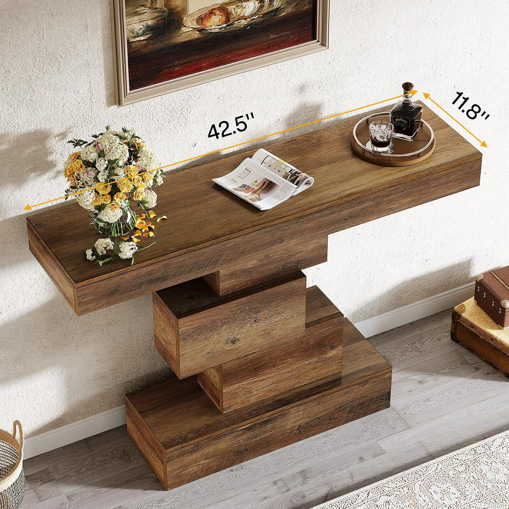 Tribesigns 42.5" Farmhouse Console Table, Narrow Wood Sofa Table Behind ...