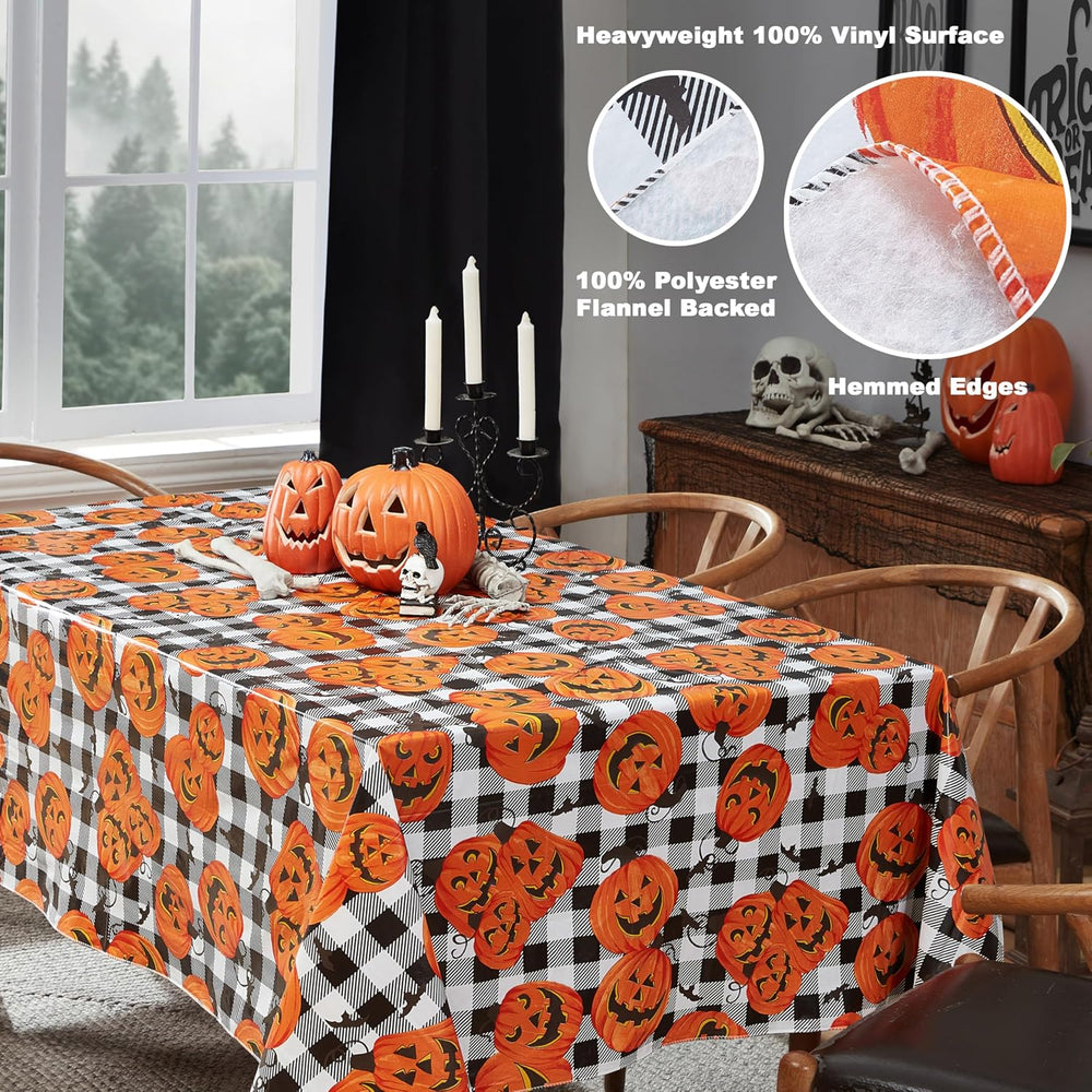 Newbridge Halloween Jack O’ Lantern 60x120 Inch Rectangle Vinyl Tablecloth