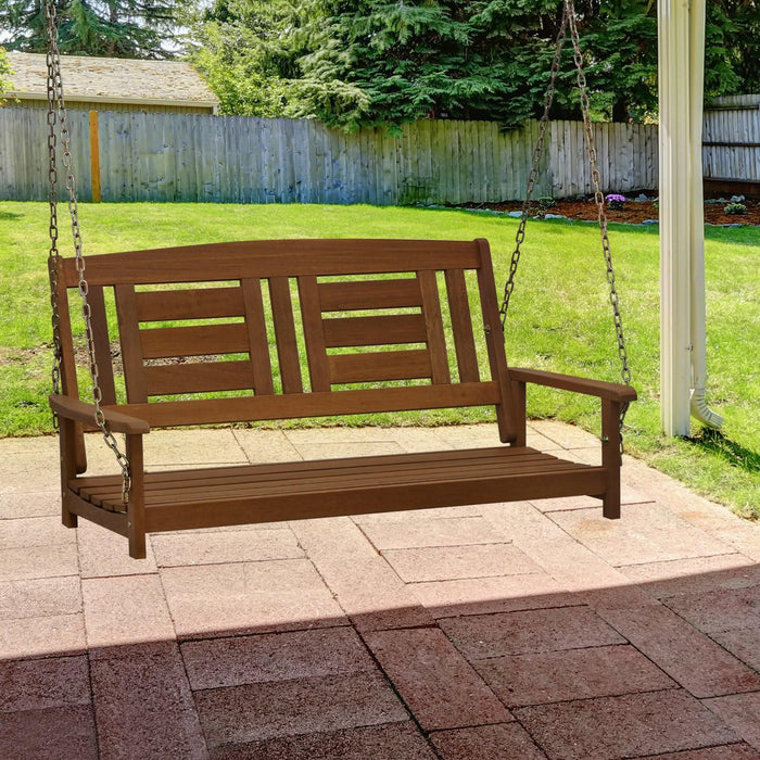 Furinno TIOMAN Hardwood 2-Seater Porch Swing with Chains, Natural