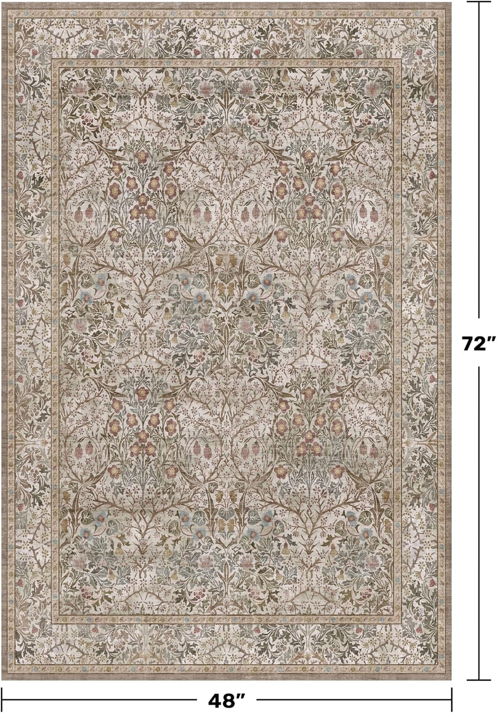 Vintage 4x6 Entryway Rug, Washable Area Rugs for Mudroom, Bedside Rugs Bedroo...
