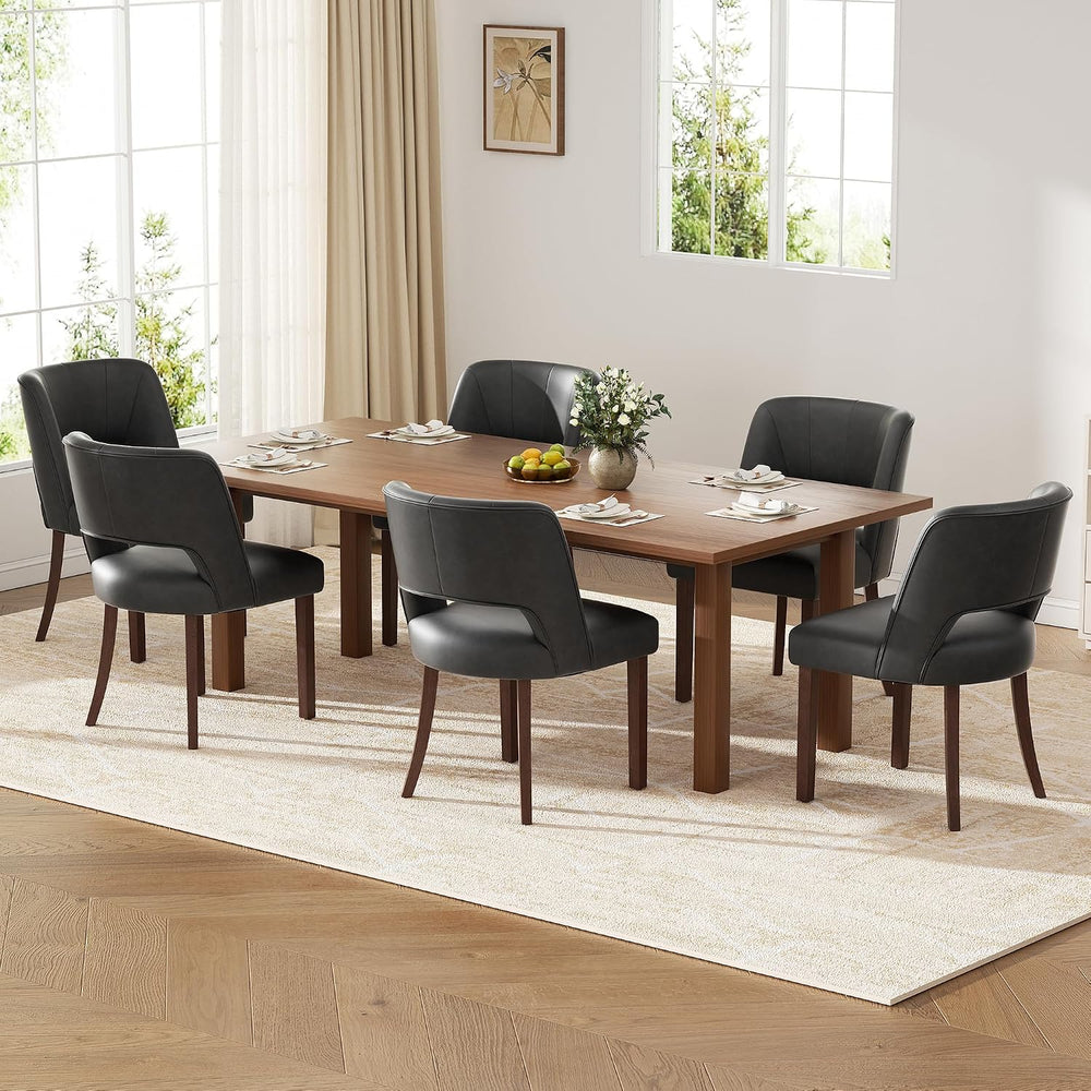 Dining Chairs Set of 6,Modern Dining Room Chairs with Thick Cushions,Faux Lea...