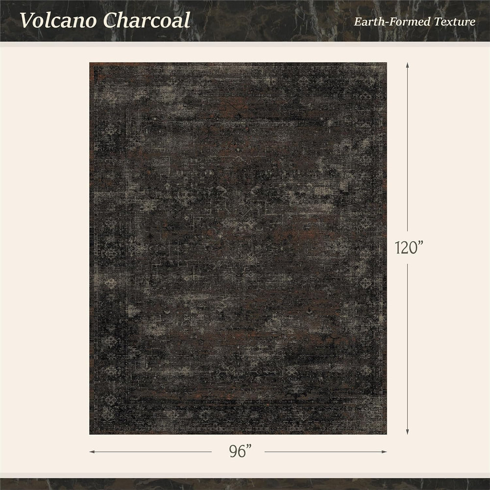 TALANOVA Black Farmhouse Washable 8x10 Area Rugs for Living Room, Dark Charco...