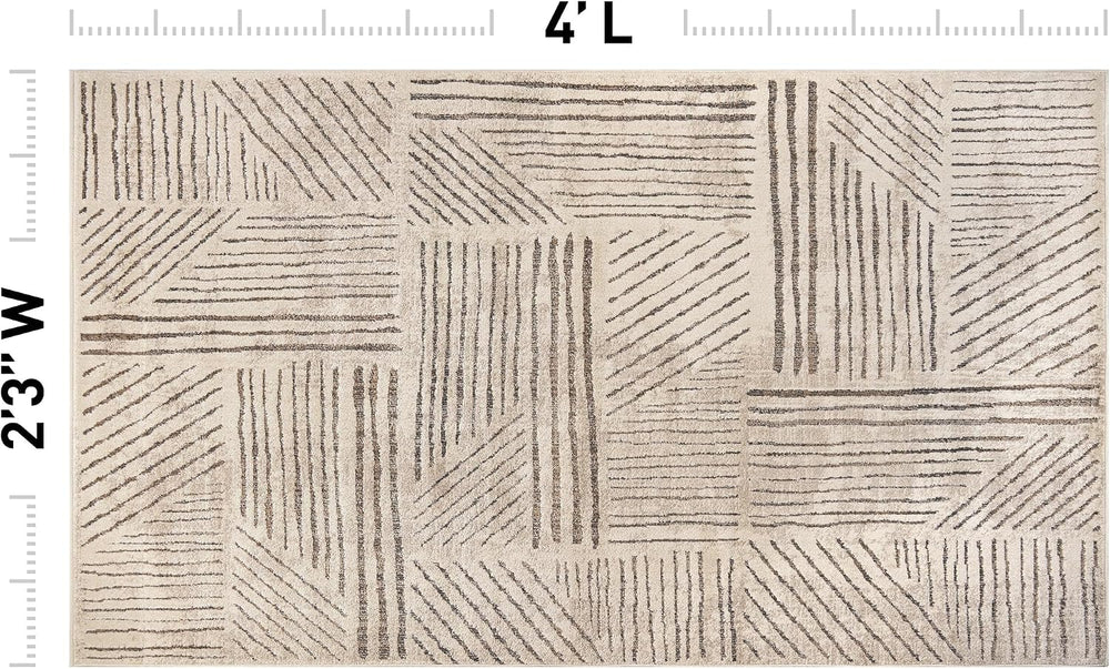 Rugshop Modern High-Low Patchwork Geometric Area Rug Indoor Cream 2'3&quo...