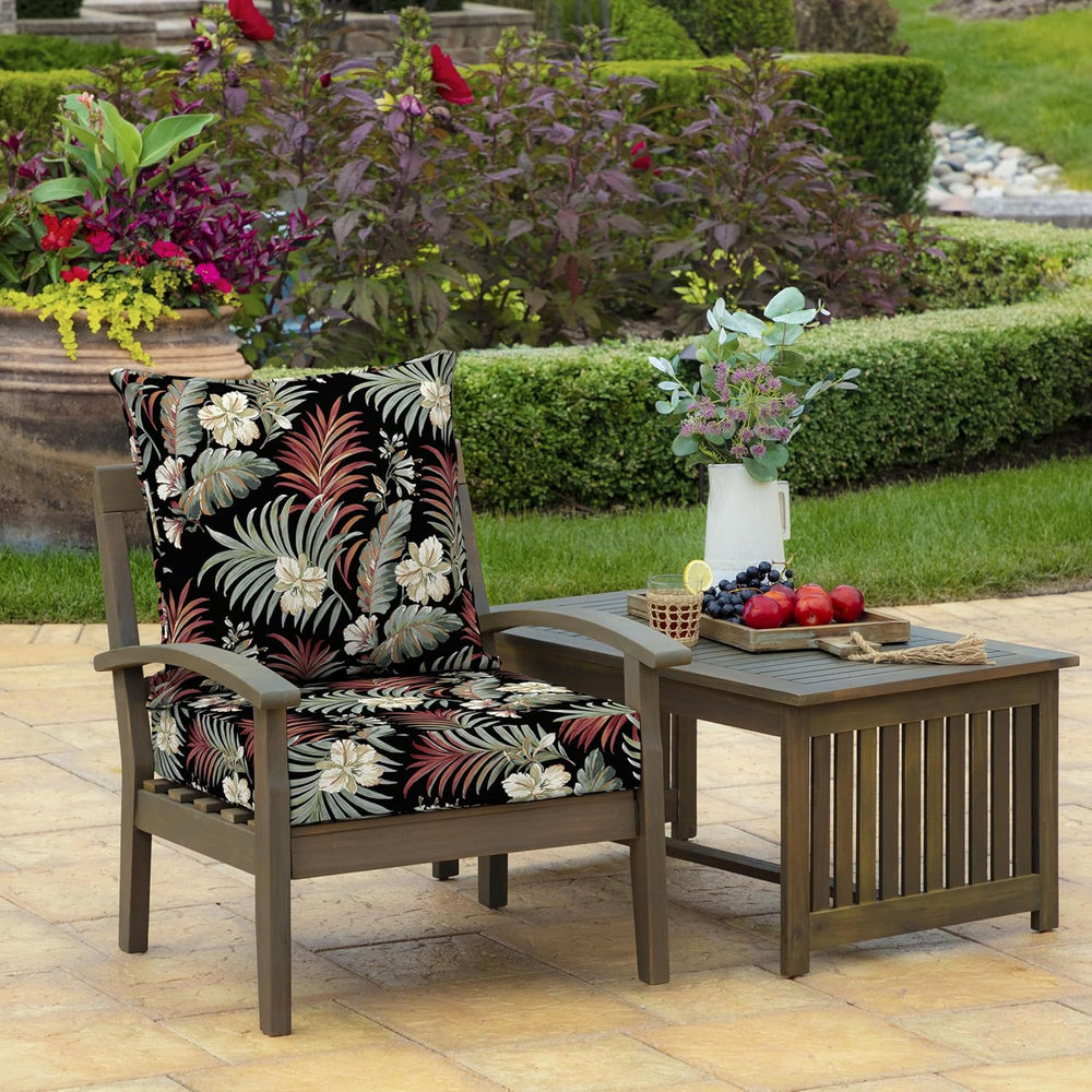 Arden Outdoor Deep Seat Cushion Set, Foam, 22x24, Black Tropical