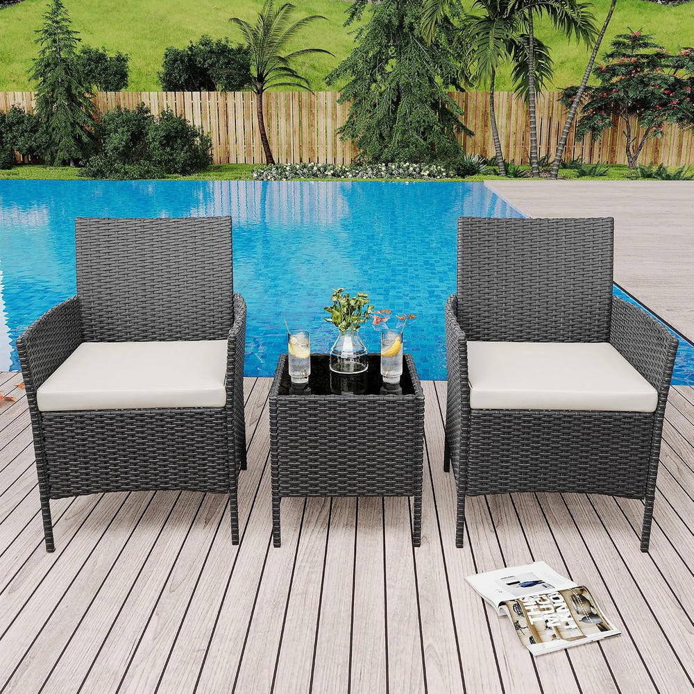 GarveeLife 3 Piece Patio Furniture Set, Rattan Outdoor Furniture with 2 Chair...