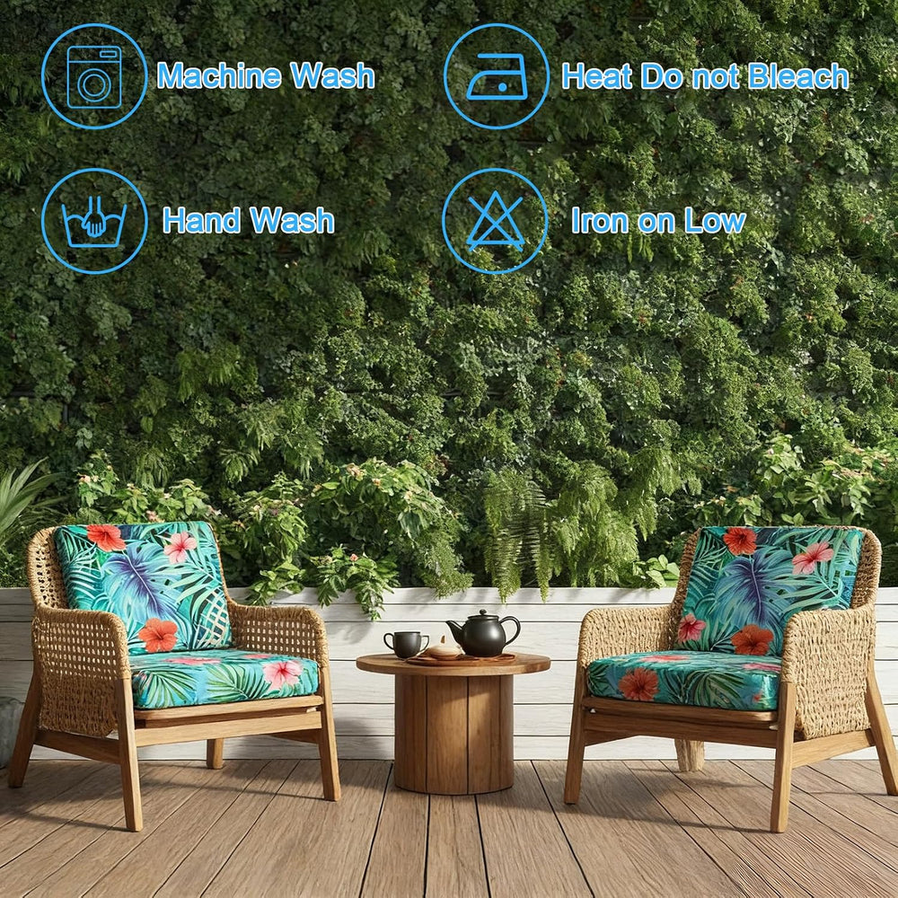 12PCS Summer Tropical Leaves Patio Cushion Covers Palm Leaves Stretch Outdoor...