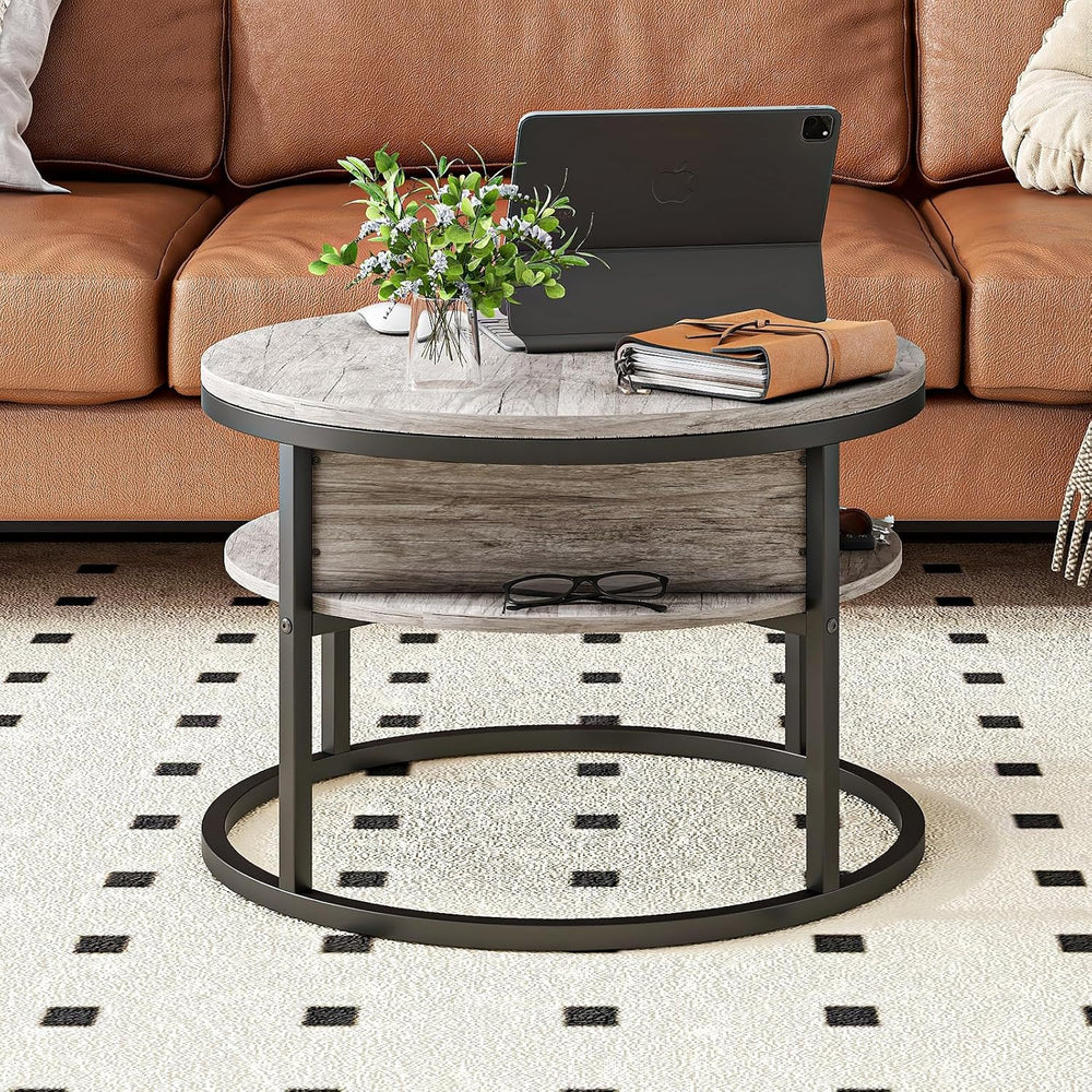 HOJINLINERO Round Coffee Table with Storage,Lift Top Coffee Table for Living ...