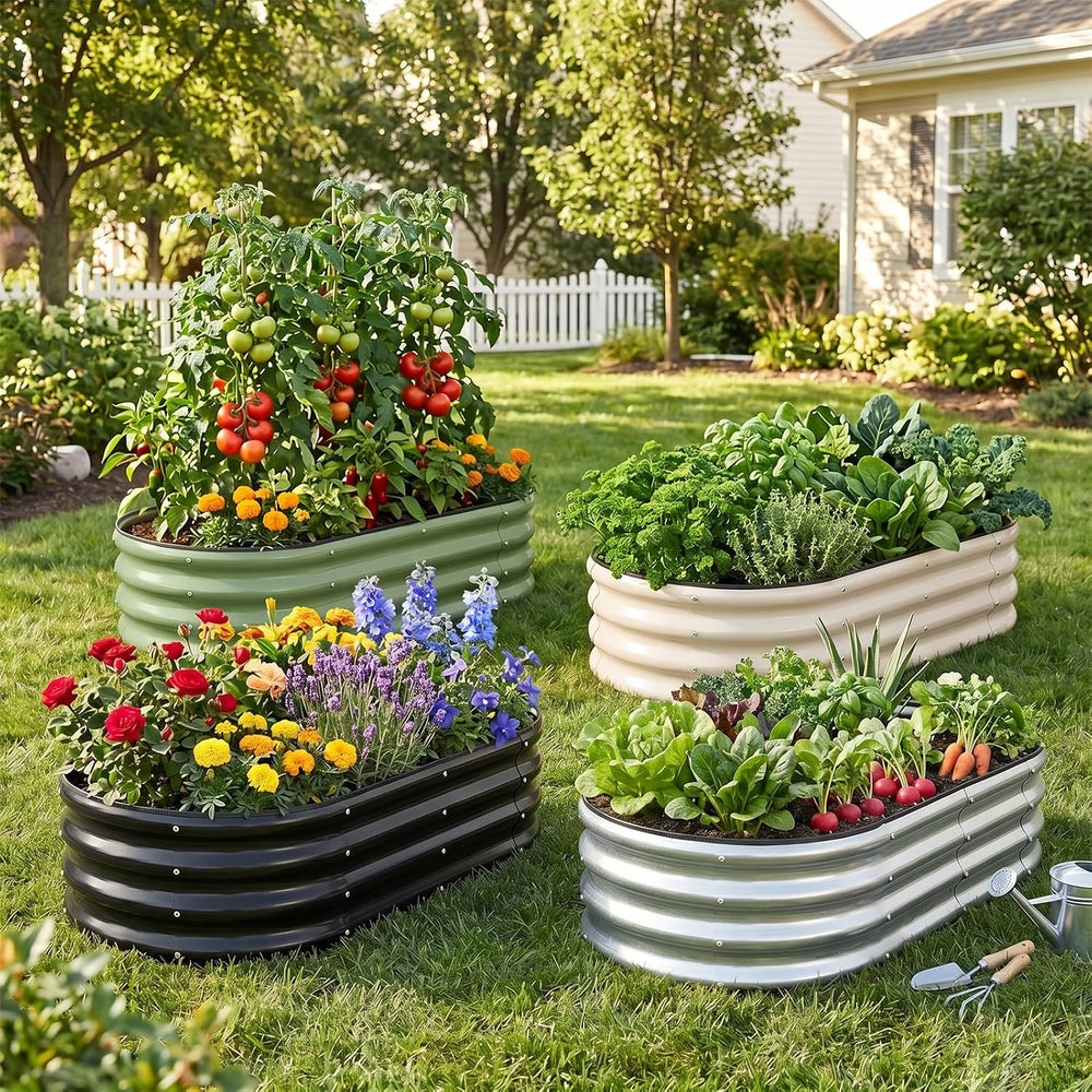 1MORE Galvanized Raised Garden Bed Outdoor,Planter Bed 4x2x1ft,Silver,2-Pk