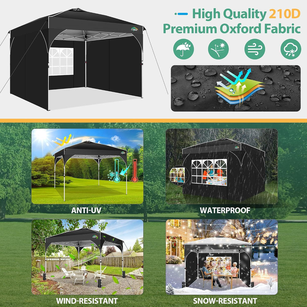 COBIZI Canopy Tent 10x10, Easy Up 10x10 Pop Up Canopy for Party Camping, Part...