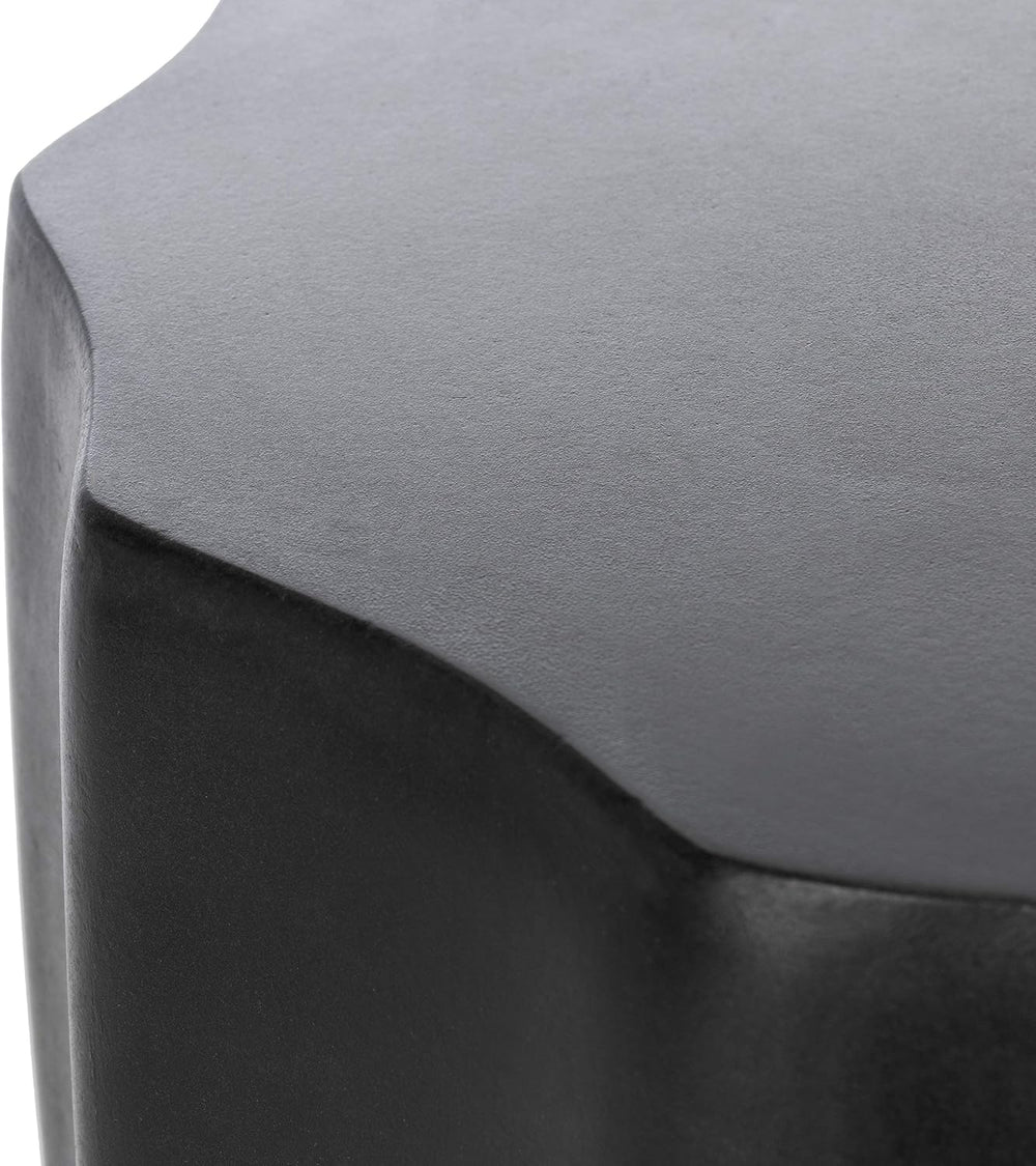 SAFAVIEH Outdoor - Jaslyn Accent Stool - Black Concrete - Modern Sculptural D...