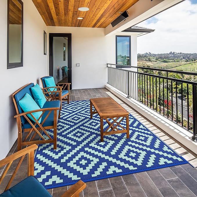 GENIMO Outdoor Rug for Patio Clearance, 6'x9' Waterproof Camping Mat,...