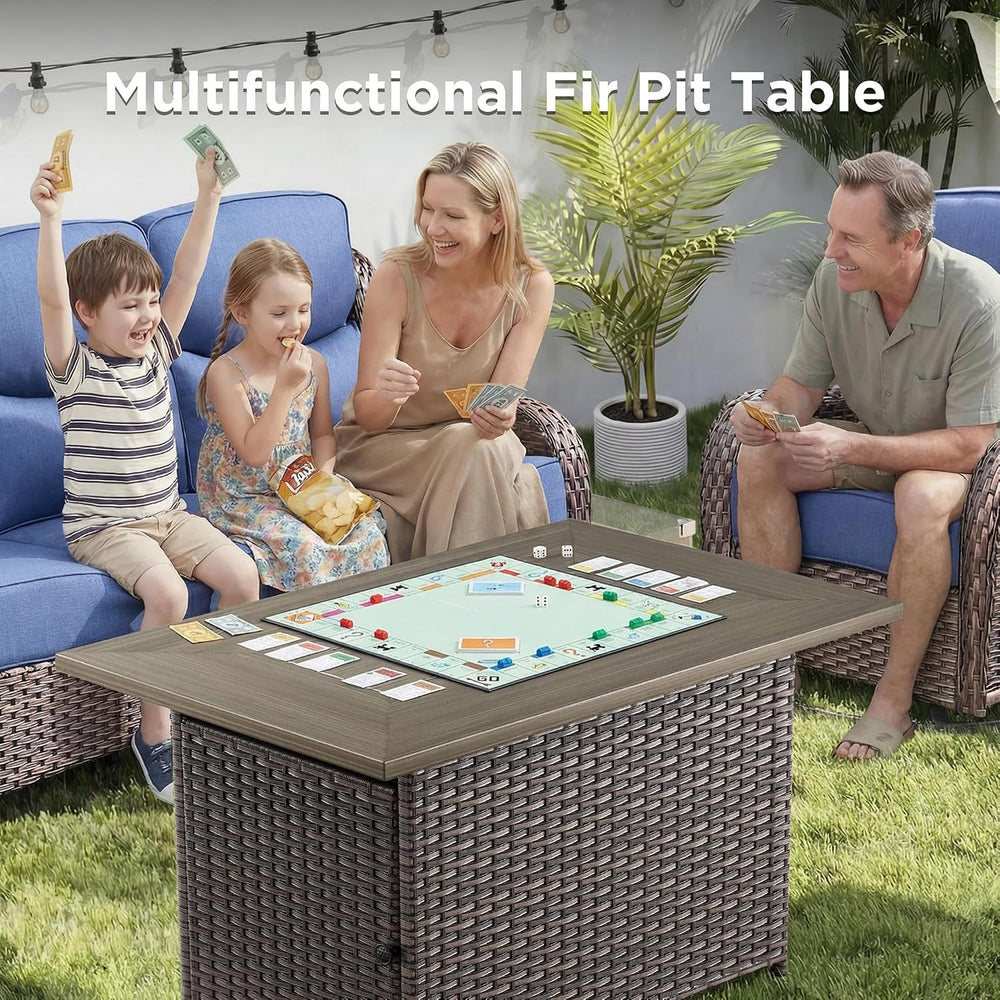 Luxury Patio Furniture Set with Fire Pit Table-6 Pieces All Weather Outdoor S...
