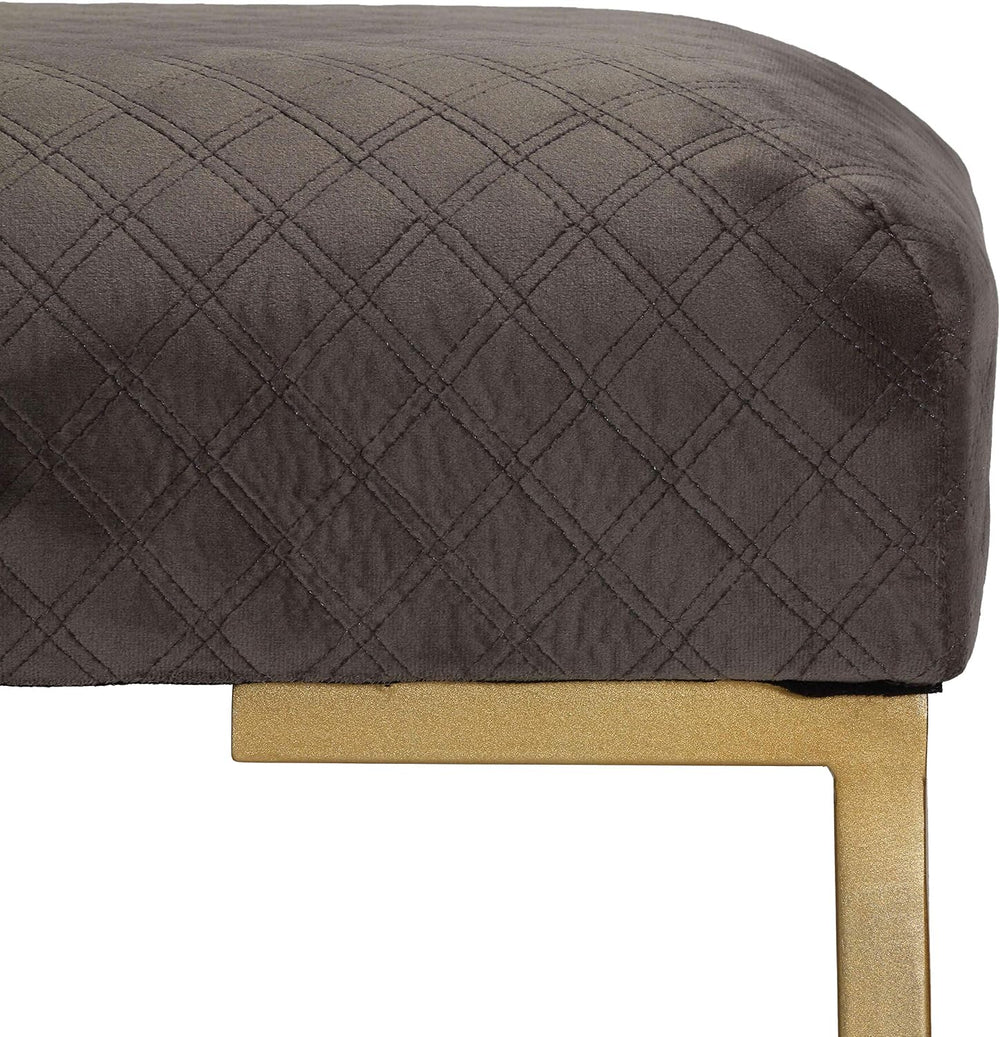 Cortesi Home Allium Ottoman with Painted Gold Legs, 19" Wide, Gray Velvet