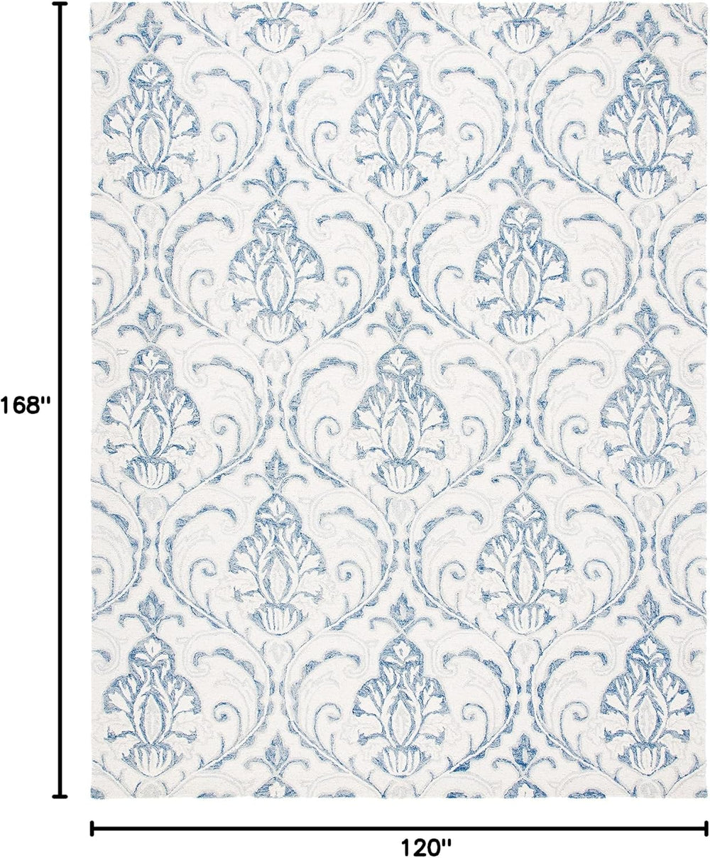 SAFAVIEH Micro-Loop Collection 10' x 14' IvoryBlue MLP532A Handmade P...