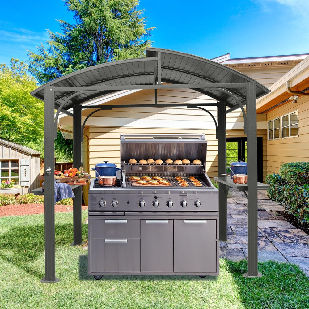 Domi Hardtop Grill Gazebo 8x5FT, Grill Canopy for Outdoor Grill w/Double Galv...