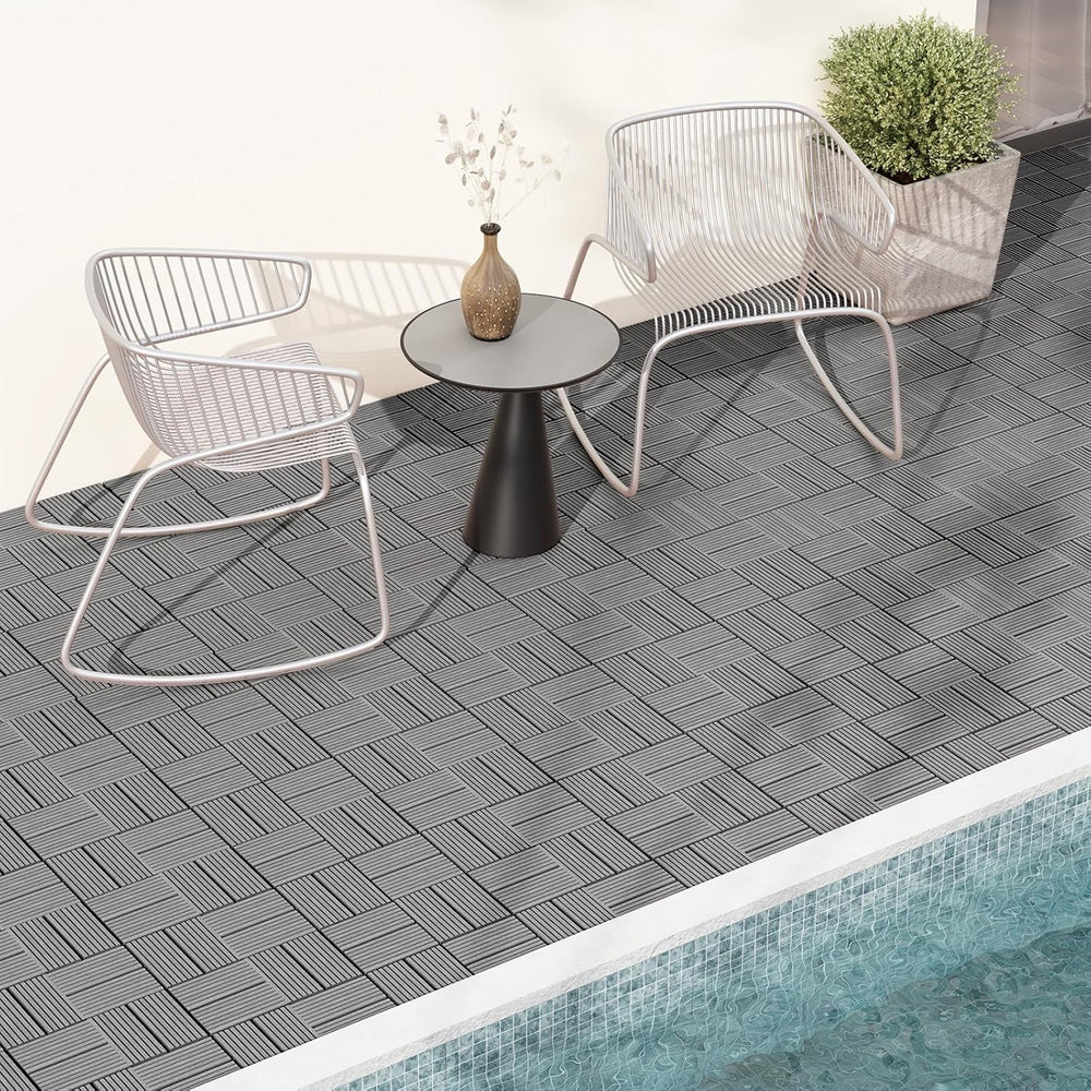 GIANTEX 18 PCS Interlocking Deck Tiles, 12" x 12" Composite Decking...