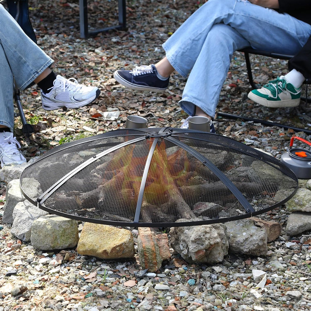 Fire Pit Spark Screen 40 Inch Cover Round, Heavy Duty Collapsible Outdoor Fir...