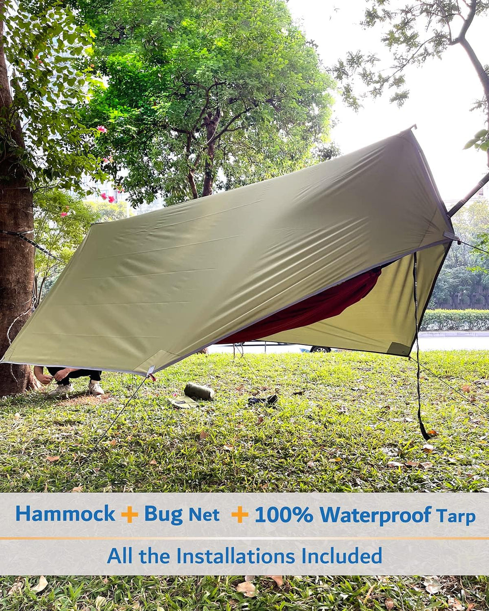 Sunyear Camping Hammock, Portable Single & Double Hammock with Net, 2 Per...