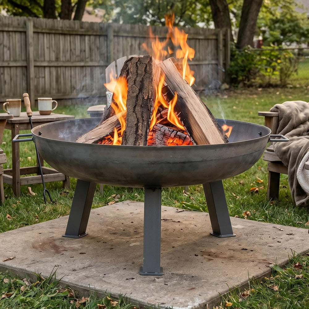 Sunnydaze 30" Heavy-Duty Cast Iron Fire Pit Bowl for Outside, Wood-Burning