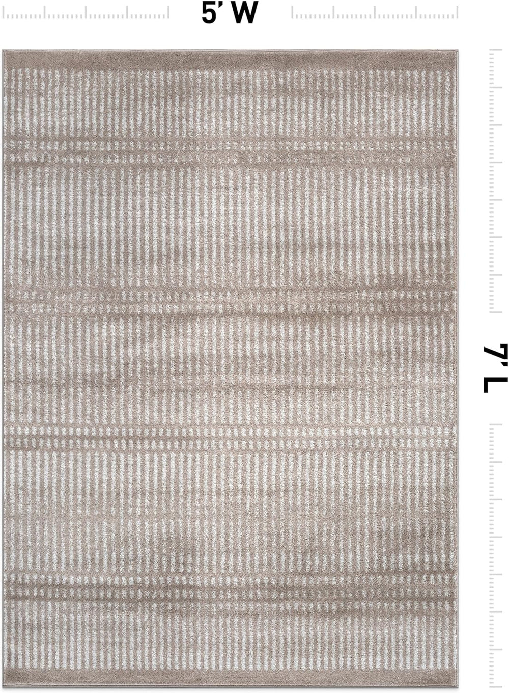 Rugshop Contemporary Stripe Lines High Traffic Area Rug Beige 5' x 7'