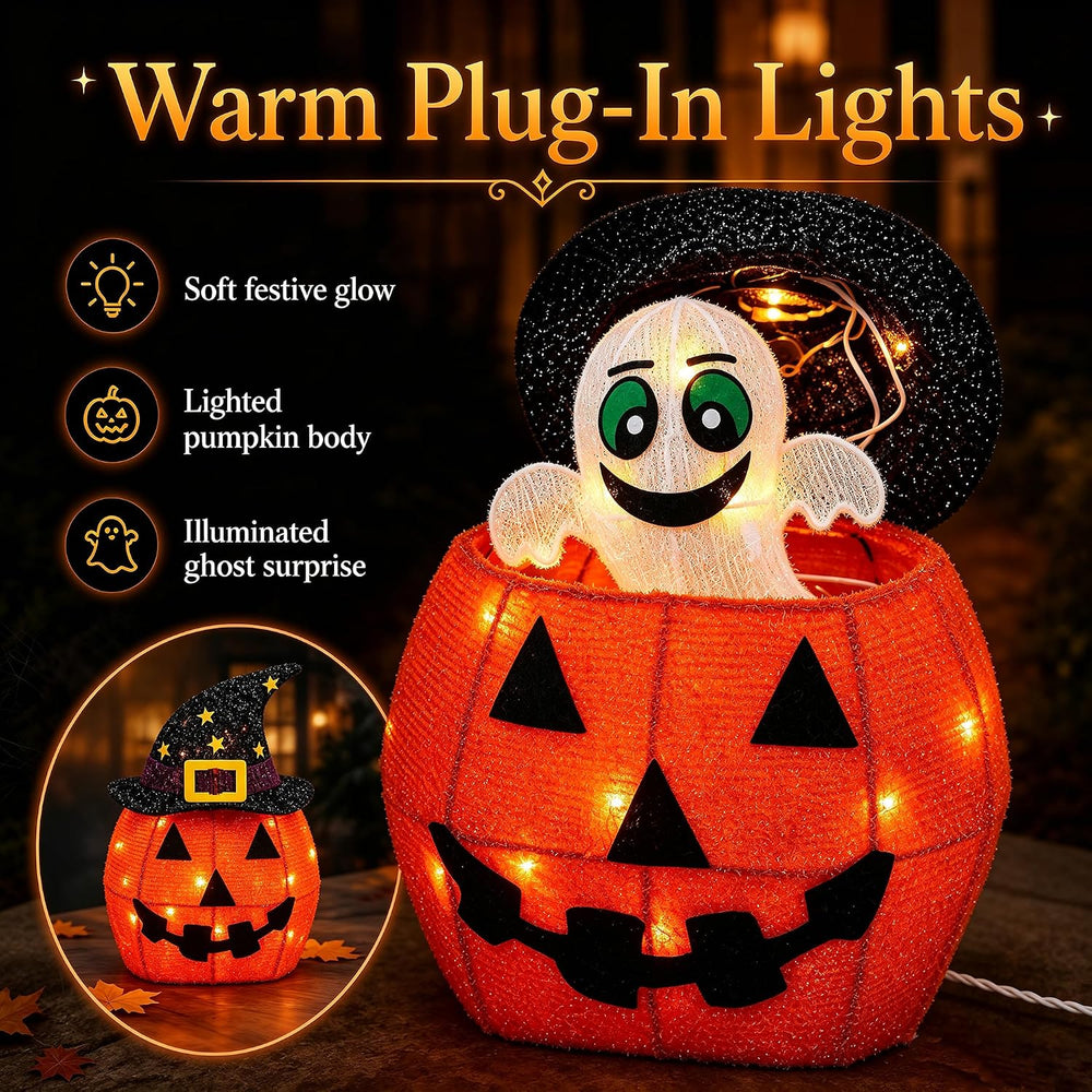 Halloween Decorations Outdoor, Lighted Pop-Up Ghost Gift Box