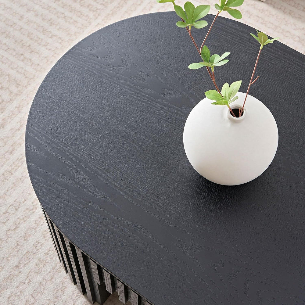 51.18'' Oval Wood Coffee Table with Drawer, Centre Table Tea Table Fl...
