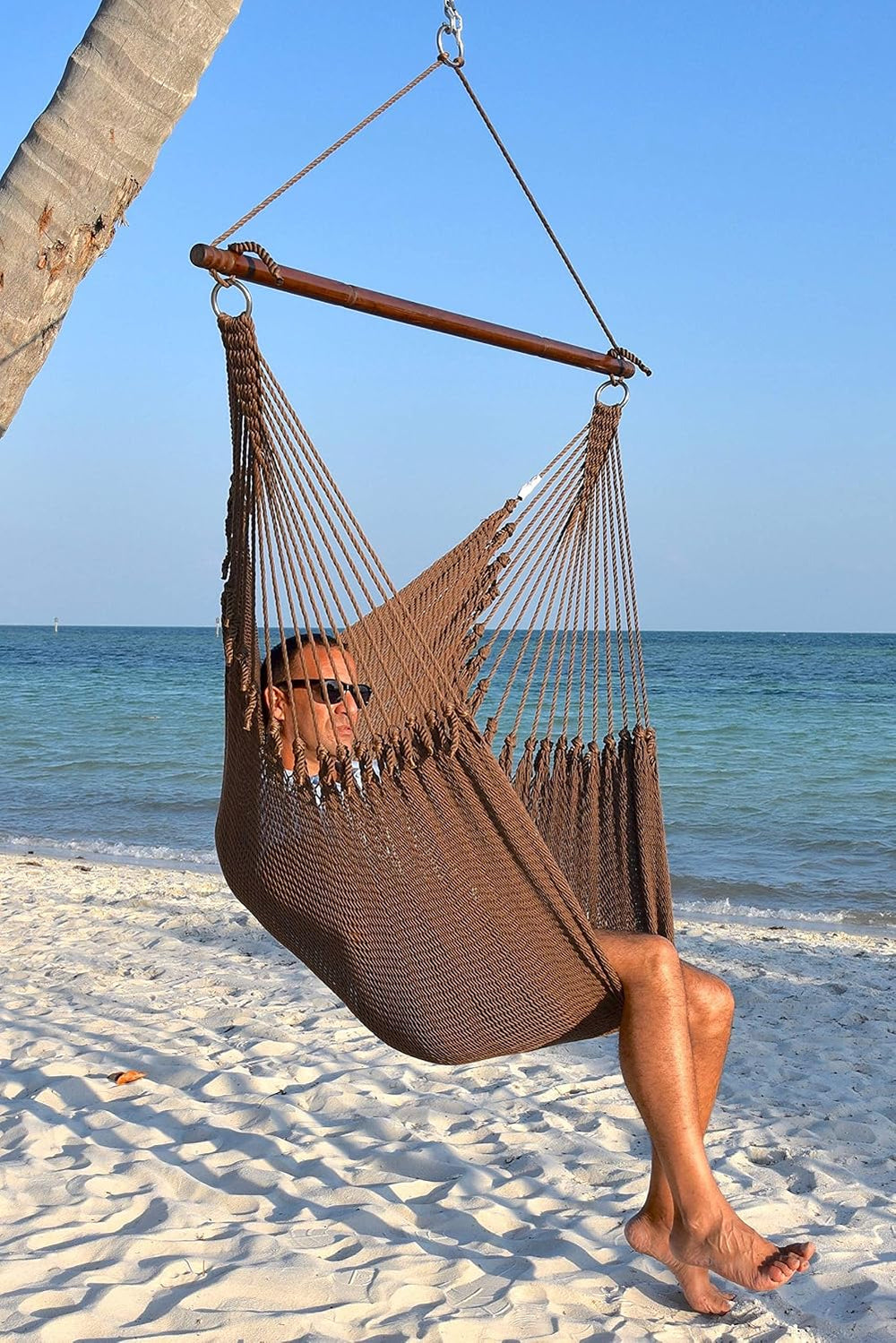 Jumbo Caribbean Hammock Chair with Footrest - 55 inch - Soft-Spun Polyester -...
