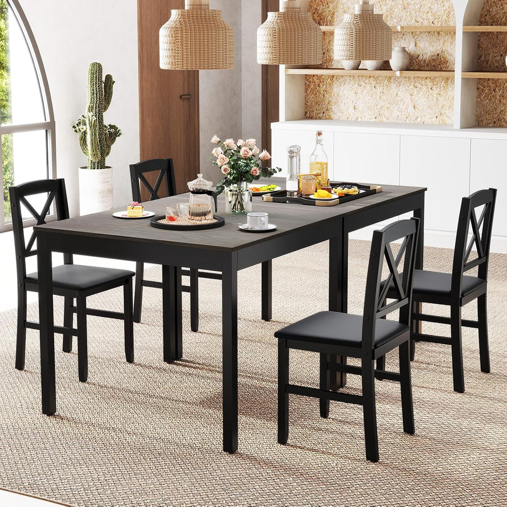 GIANTEX 3-Piece Dining Table Set for 2 - Small Wooden Kitchen Table with Upho...