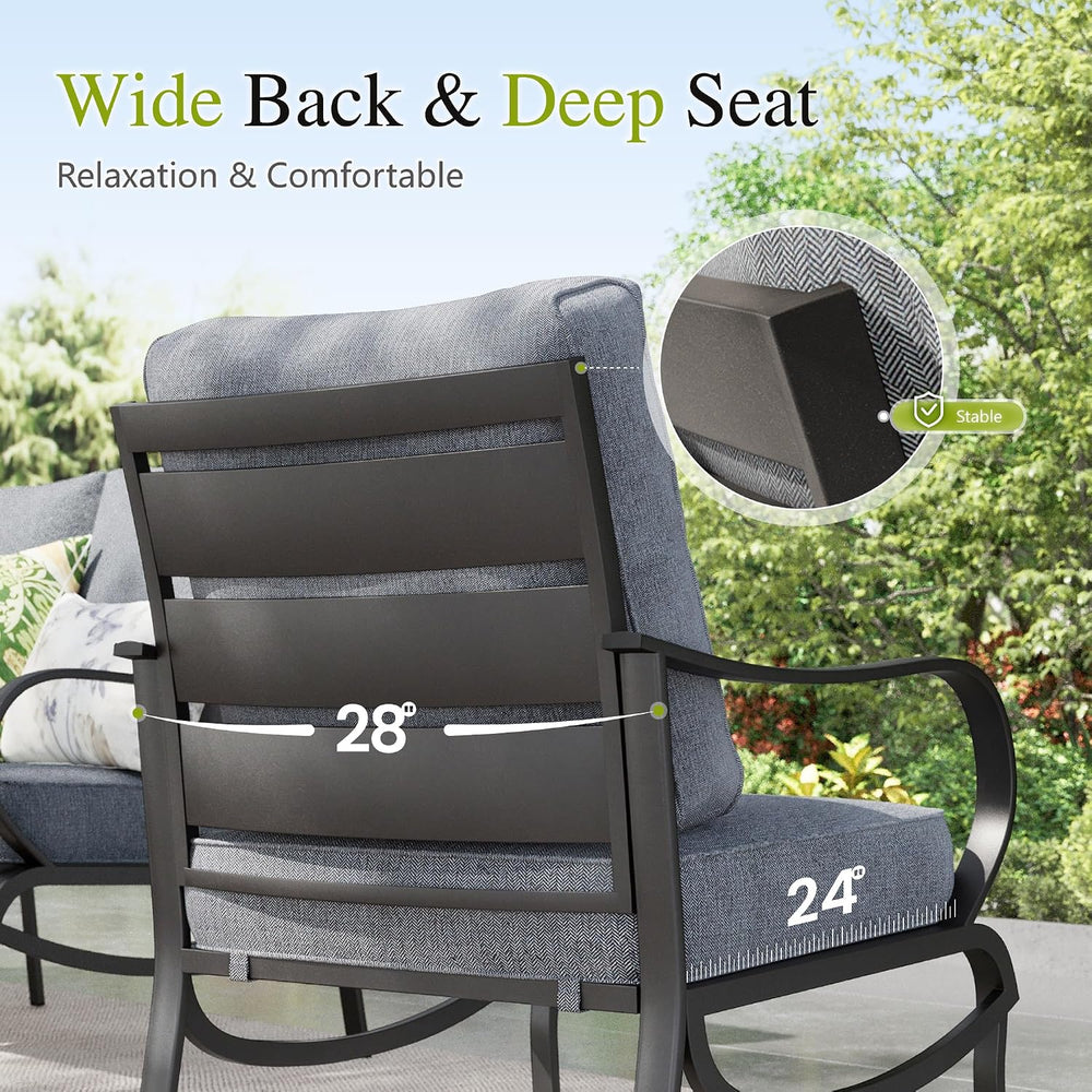Sophia & William 5 Piece Metal Patio Furniture Set with Gray Cushions