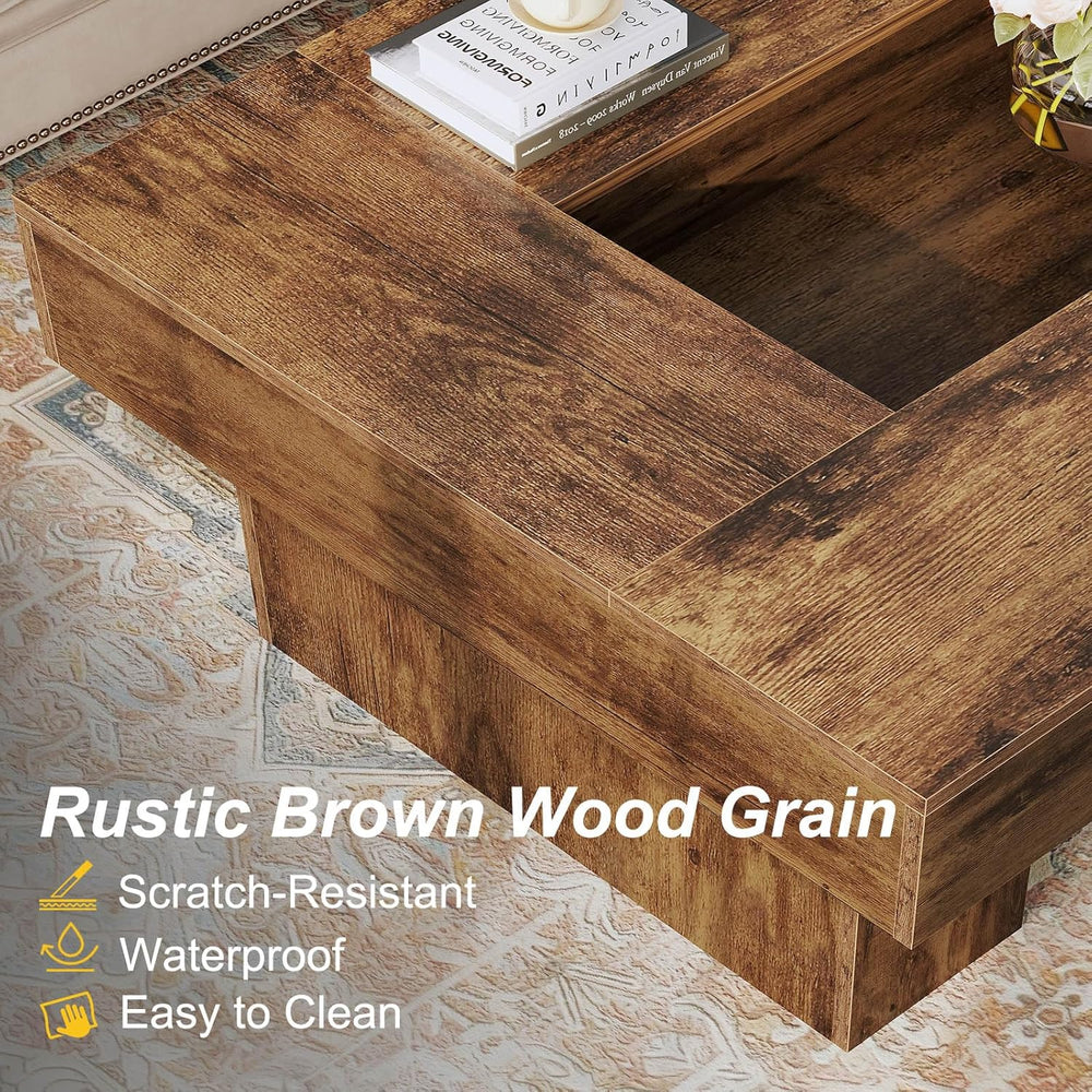 LVB 47"X31" Large Rectangle Wood Coffee Table for Living Room Rusti...