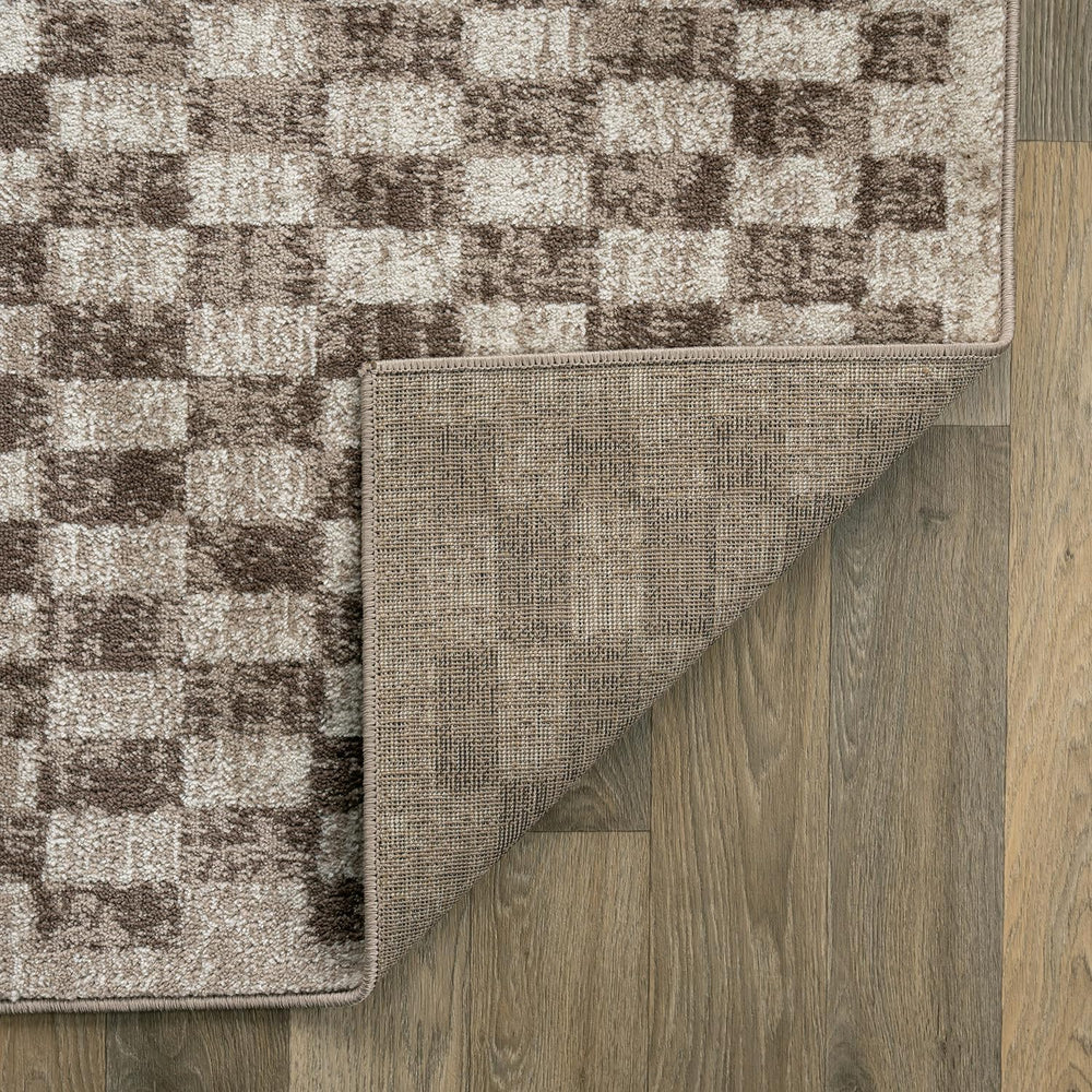 Rugshop Contemporary Checkered Grid Textured Area Rug Beige 7' 10" x...