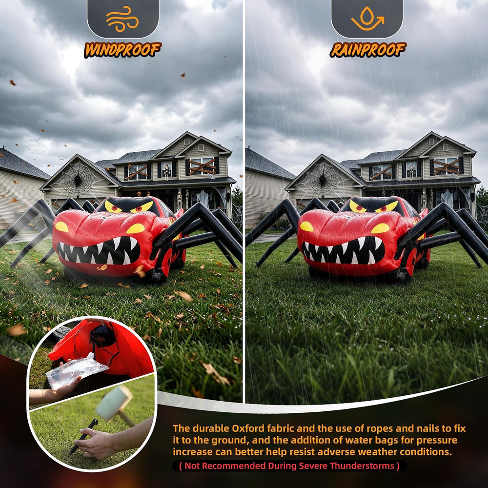 20FT Red Spider Car Halloween Inflatables Outdoor Decorations Built-in LEDs