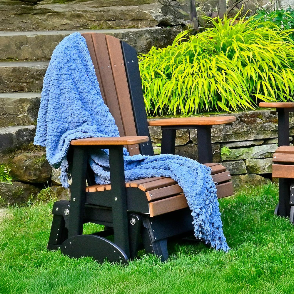 LuxCraft 2' Adirondack Glider Chair, Outdoor Patio Rocking Glider, Glidin...
