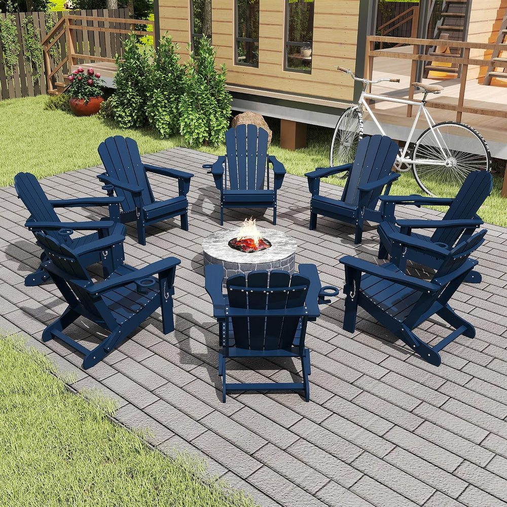 Domi Folding Adirondack Chair Set of 8, HDPE All-Weather Adirondack Chairs wi...