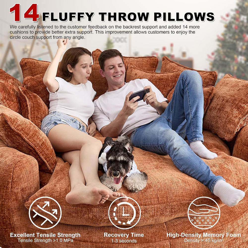 81.1" Cloud Couch Sleeper Sofa, Oversized Round Chaise Lounge Chair Indo...