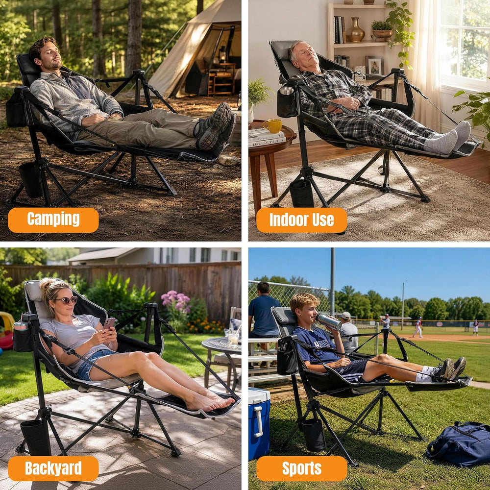 HOPERAN Hammock Camping Chair with Footrest, 400 lbs Swing Chair, Black