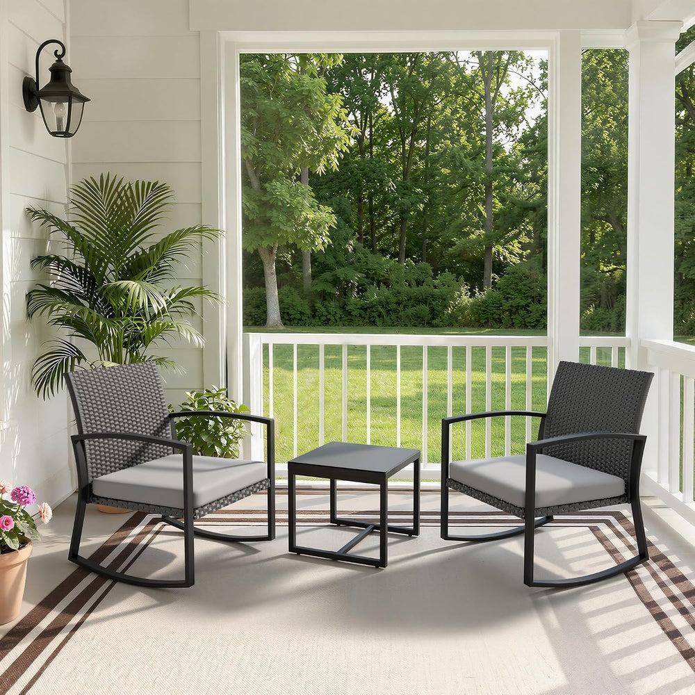 WWR Rocking Patio Bistro Sets 3 Piece - All-Weather - Conversation Furniture ...