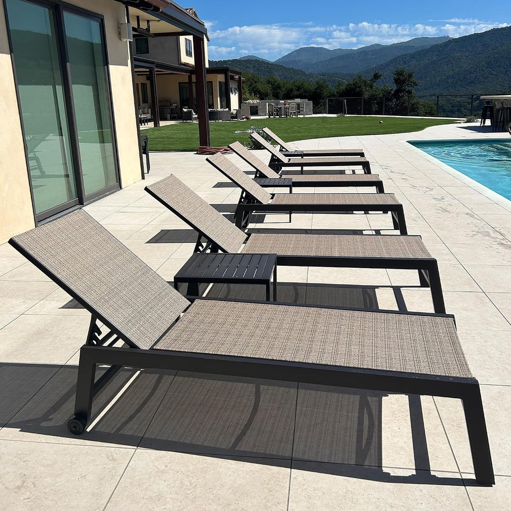 PURPLE LEAF Outdoor Chaise Lounge Chair Set of 2 Bronze Aluminum Light Tan