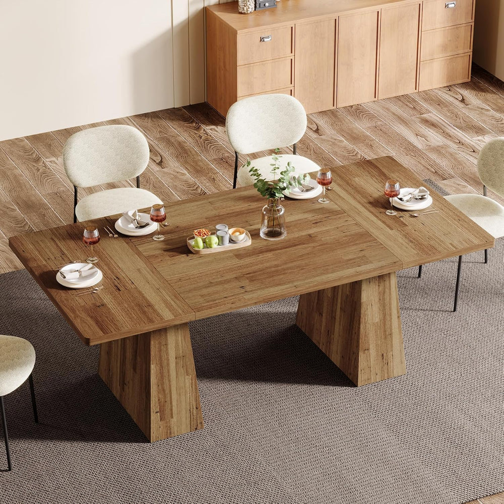 Tribesigns Dining Table for 6, Farmhouse Wood Dinner Rectangular Table Kitche...