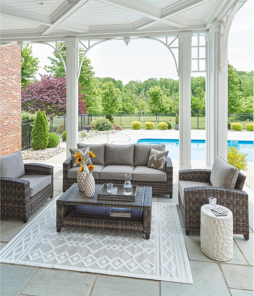 Signature Design by Ashley Oasis Court 4-Piece Patio Furniture Set, Gray