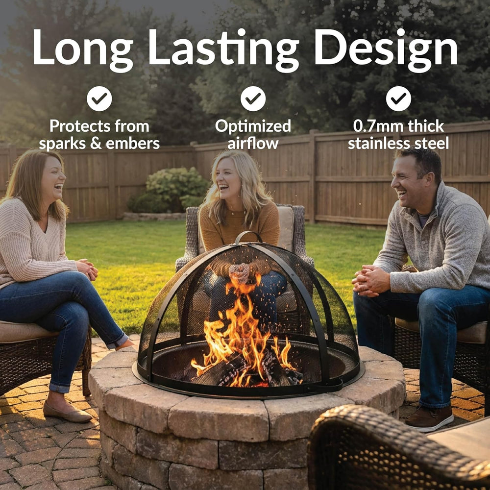 Sunnydaze Outdoor Fire Pit Screen Cover, Round, Easy Access Door, 36" Dia