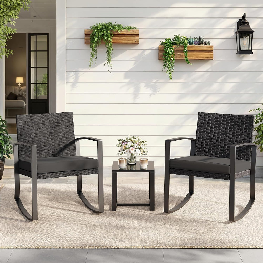 Qsun 3 Pieces Patio Furniture Set Rocking Bistro Set, Outdoor Patio Furniture...