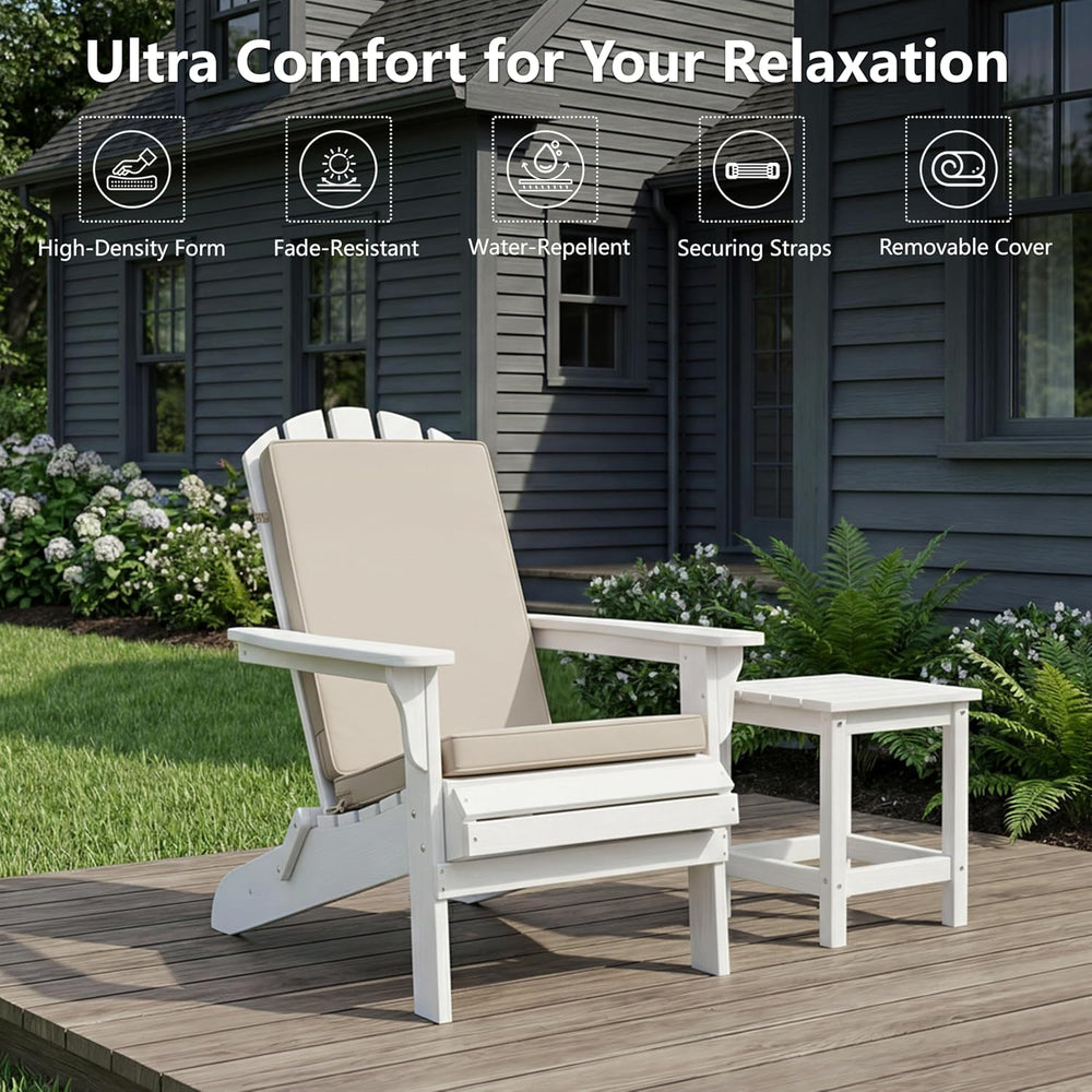 Outdoor Adirondack Chair Cushion - Removable Cover, Water-Repellent, Fade-Res...