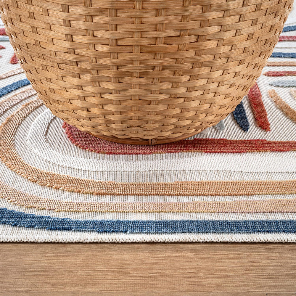 CAMILSON Indoor Outdoor Rug, Multicolor 5x7 Geometric Arch Striped Area Rugs ...