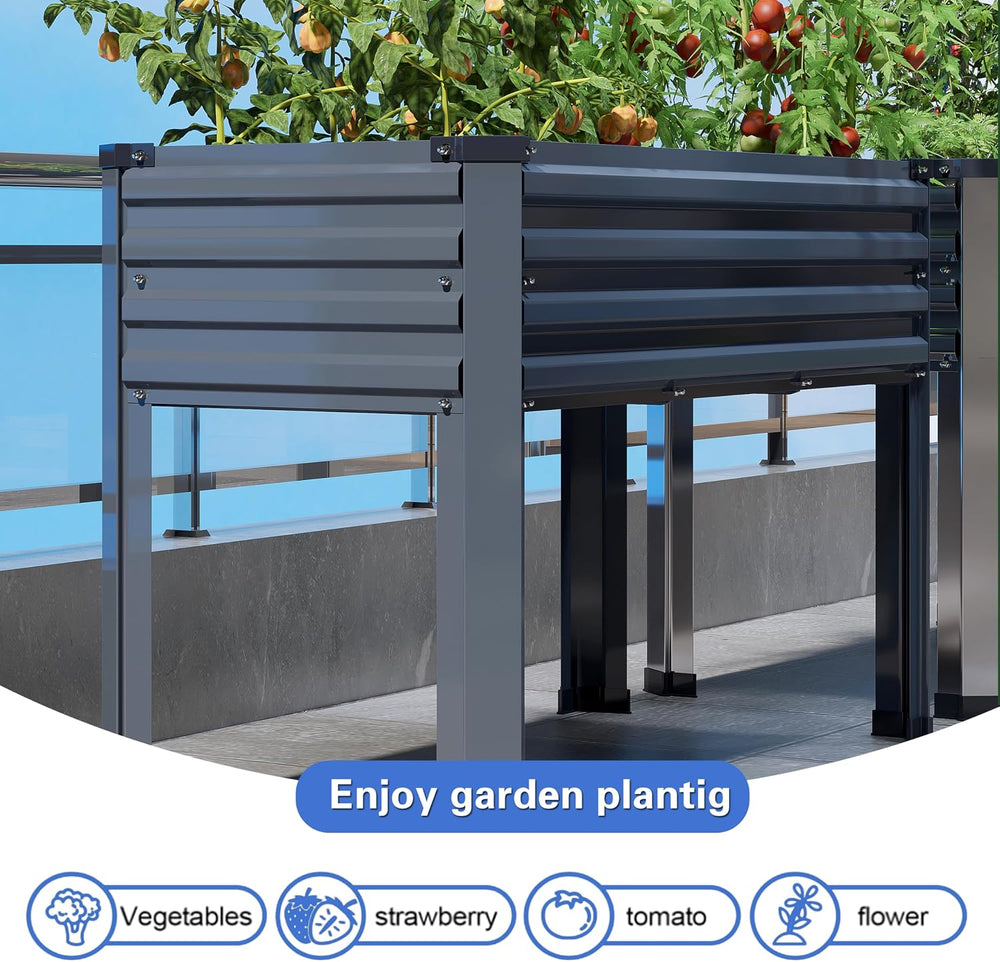 DIIYIV 2PCS Galvanized Raised Garden Bed with Legs,2PCS 48×18×30in Elevated P...