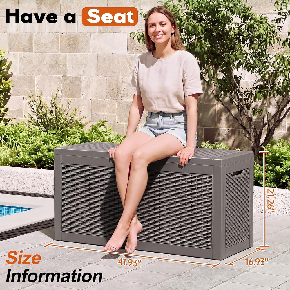 Outdoor Deck Storage Box, Waterproof,Grey,72 Gallon