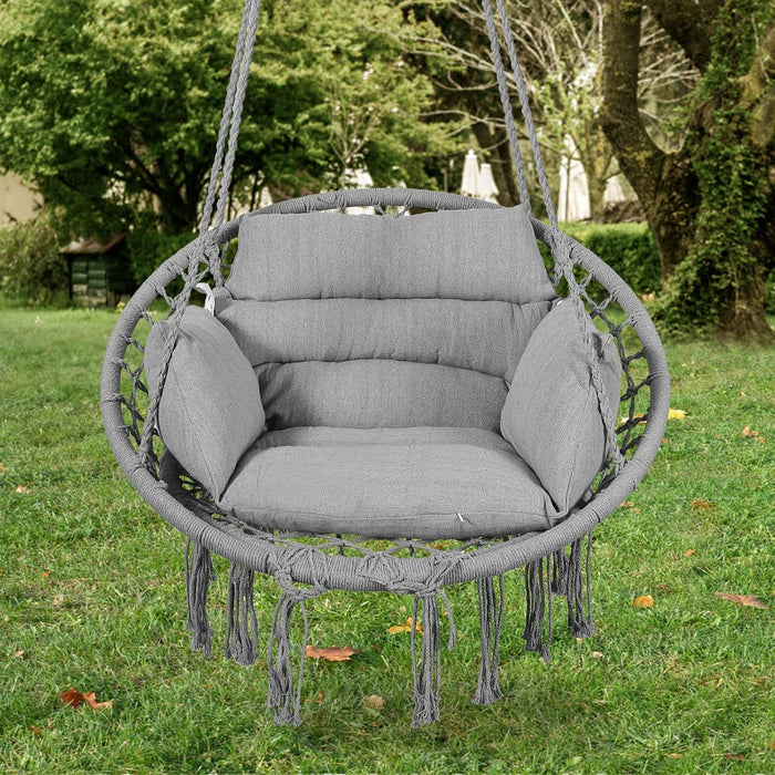 Goutime Hammock Swing Chair Macrame Boho Hanging Chairs Light Grey