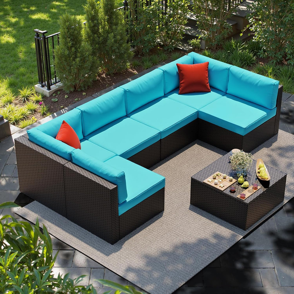 Shintenchi 7 Pieces Patio Furniture Sets Outdoor All-Weather Sectional Patio ...
