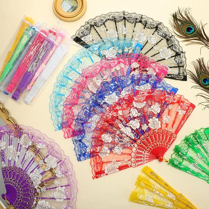 Geetery 30 Pcs Folding Hand Fan for Line Dancing Spanish Boots on the Ground ...